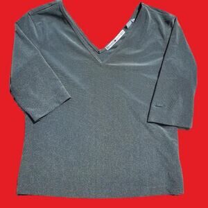 Tommy Hilfiger Silver 3/4 Sleeve Blouse Preppy